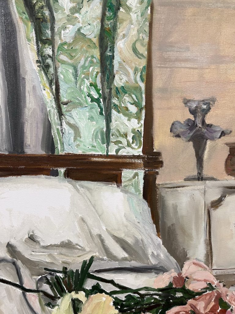 Detail of a painting of a bedroom
